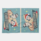 Retro Couple Frohe Weihnachten Vintager Urlaub Küc Geschirrtuch (Horizontal)