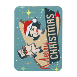 Retro Couple Frohe Weihnachten Vintager Urlaub Magnet