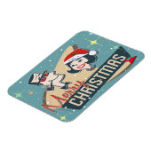 Retro Couple Frohe Weihnachten Vintager Urlaub Magnet (Linke Seite)