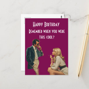 Retro Couple Happy Birthday Joke Postkarte
