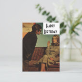 Retro Couple Happy Birthday Postkarte (Stehend Vorderseite)