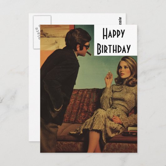 Retro Couple Happy Birthday Postkarte (Vorne/Hinten)
