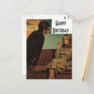 Retro Couple Happy Birthday Postkarte