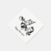 Retro Couple Happy New Year Paper Napkin Serviette (Ecke)