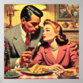 Retro Couple Illustration Poster (Vorne)