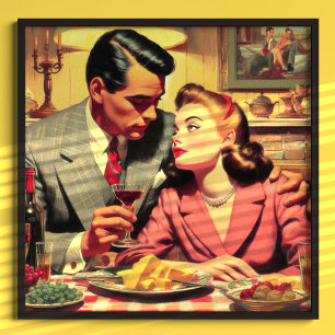 Retro Couple Illustration Poster