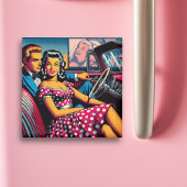 Retro Couple in Car am Drive in Movie Magnet