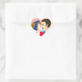 Retro Couple Kissing Romantic Flirty Herz-Aufkleber (Tasche)