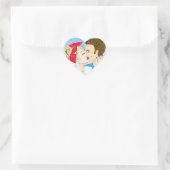 Retro Couple Kissing Romantischer Koketter Heart S Herz-Aufkleber (Tasche)