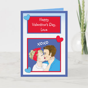 Retro Couple Kissing xoxo Valentinstag Karte