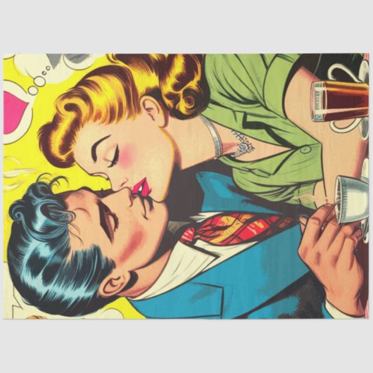 Retro Couple Liebe Comic Seidenpapier (Vorderseite)