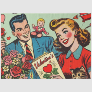 Retro Couple Liebe Valentine's Comicen Seidenpapier