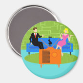 Retro Couple mit Cat Magnet (Vorderseite/Rückseite)