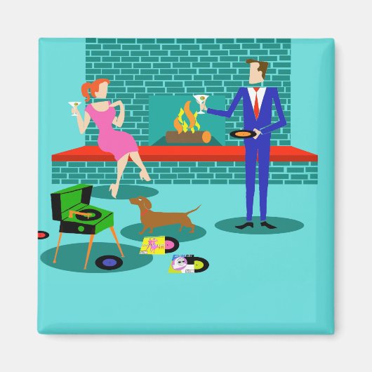 Retro Couple mit Dog Magnet (Vorne)