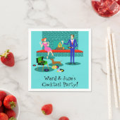 Retro Couple mit Dog Paper Napkins Serviette (Beispiel)
