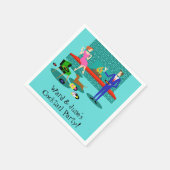 Retro Couple mit Dog Paper Napkins Serviette (Ecke)