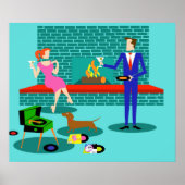 Retro Couple mit Dog Poster (Vorne)