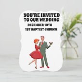 RETRO COUPLE NIEDLICH WEDING CUSTOM EINLADUNGEN (Stehend Vorderseite)