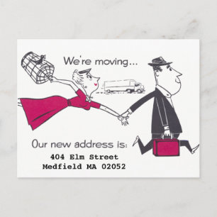 Retro Couple On the Move Änderung der Adresse Ankündigungspostkarte