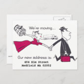 Retro Couple On the Move Änderung der Adresse Ankündigungspostkarte (Vorne/Hinten)