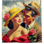 Retro Couple Painting der 50er Jahre Duschvorhang (Vorderseite)