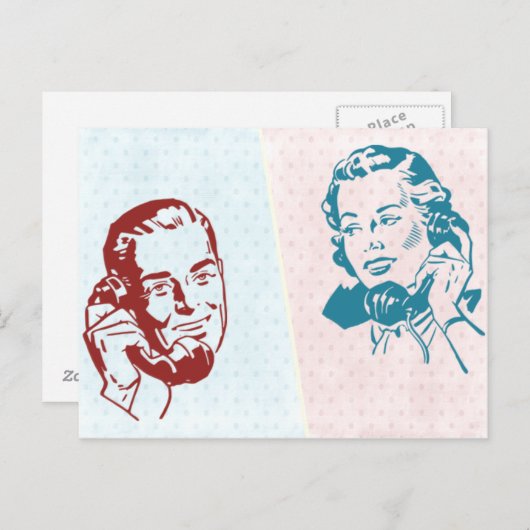 Retro Couple Postkarte (Vorne/Hinten)