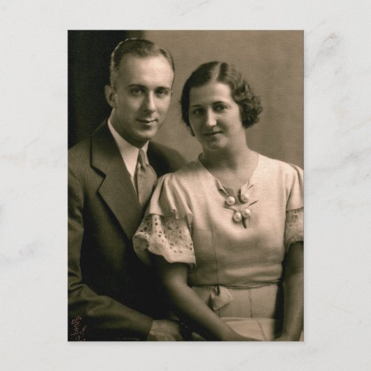 Retro Couple Wedding Portrait 1933 Postkarte (Vorderseite)