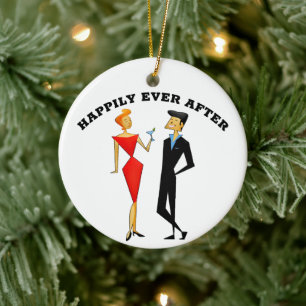 RETRO COUPLE WEDING GIFT ORNAMENT