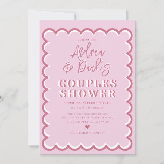 Retro Couples Dusche Einladung (Vorderseite)