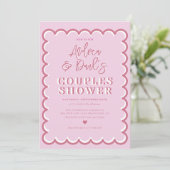 Retro Couples Dusche Einladung (Stehend Vorderseite)
