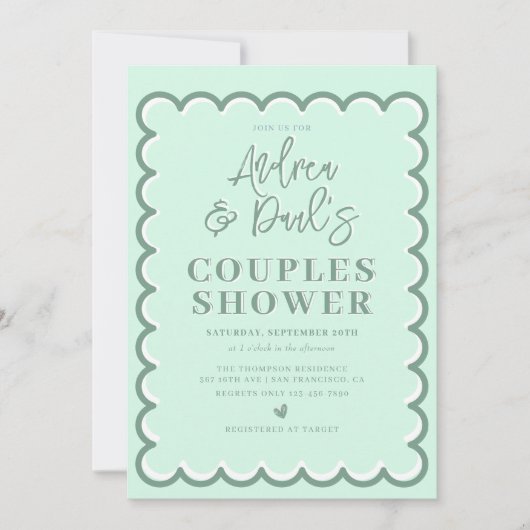 Retro Couples Dusche Einladung (Vorderseite)