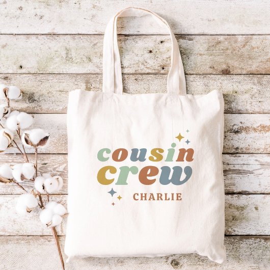 Retro Cousin Crew Monogramm | 2 Seitenaufdruck Tragetasche