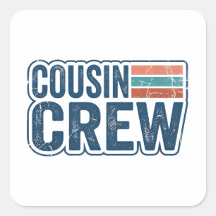 Retro Cousin Crew passende Geschenke zum Familient Quadratischer Aufkleber