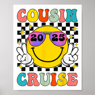Retro Cousin Cruise 2025 Smile Face Matching Cruis Poster