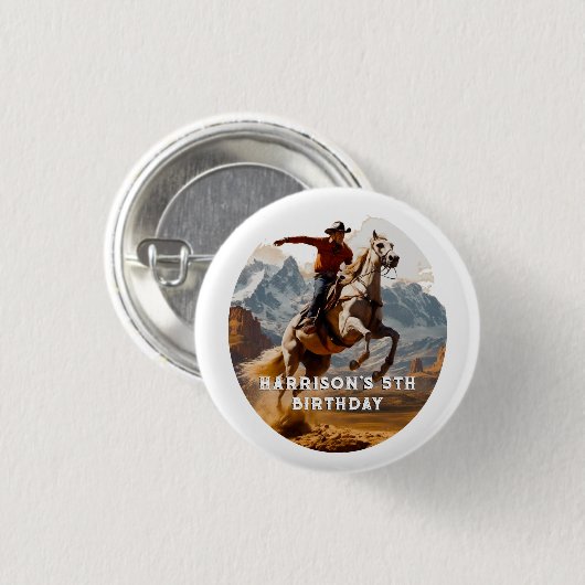 Retro Cowboy and Pferd Western Button (Vorne & Hinten)