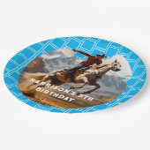 Retro Cowboy and Pferd Western Pappteller (Schrägansicht)