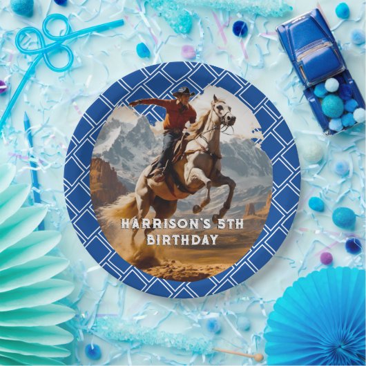 Retro Cowboy and Pferd Western Pappteller (Party)