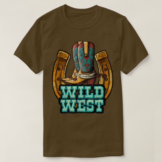 Retro Cowboy Boots Horseshoe Wild West Western Cou T-Shirt (Design vorne)