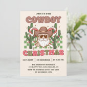 Retro Cowboy Christmas Party | Western Holiday Einladung (Stehend Vorderseite)