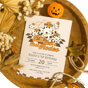Retro Cowboy Halloween Erster Rodeo Geburtstag Einladung
