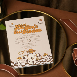 Retro Cowboy Halloween Erster Rodeo Geburtstag Einladung