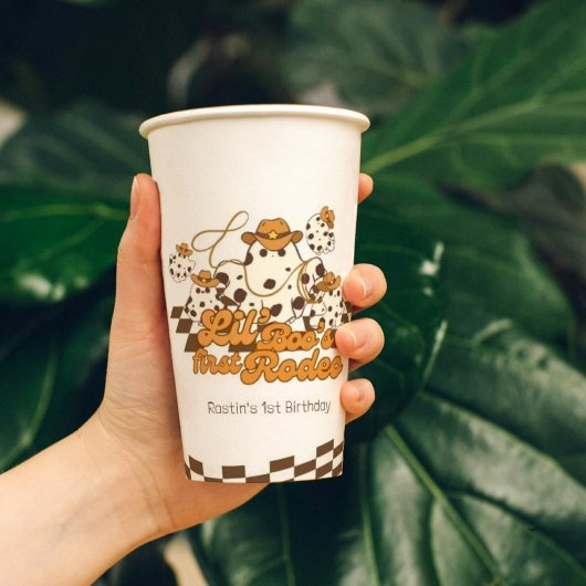 Retro Cowboy Halloween Erster Rodeo Geburtstag Pappbecher