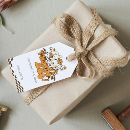 Retro Cowboy Halloween Karo Pattern Danke Boo Geschenkanhänger