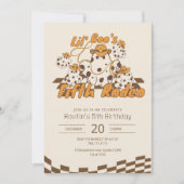 Retro Cowboy Halloween Schachbrettmuster Geburtsta Einladung (Vorderseite)