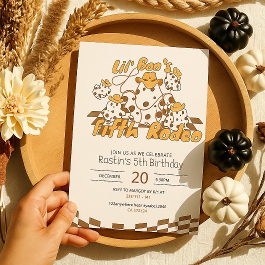 Retro Cowboy Halloween Schachbrettmuster Geburtsta Einladung