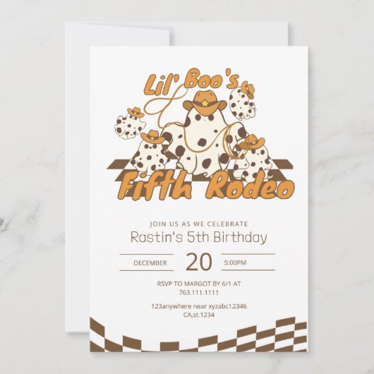 Retro Cowboy Halloween Schachbrettmuster Geburtsta Einladung (Vorderseite)