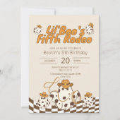 Retro Cowboy Halloween Schachbrettmuster Geburtsta Einladung (Vorderseite)