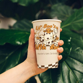 Retro Cowboy Halloween Schachbrettmuster Geburtsta Pappbecher