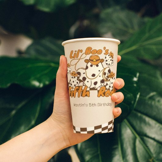 Retro Cowboy Halloween Schachbrettmuster Geburtsta Pappbecher