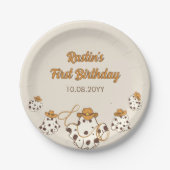 Retro Cowboy Halloween Schachbrettmuster Geburtsta Pappteller (Vorderseite)